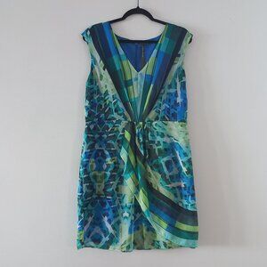 MARC NEW YORK Andrew Marc Elegant chiffon short dress in turquoise and green